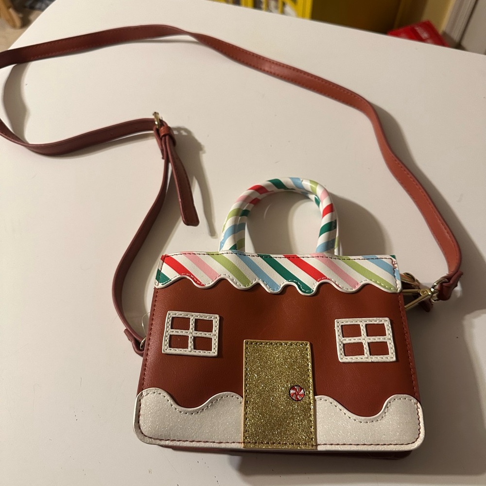 Target Brown and Red Crossbody Bag with Festive Design